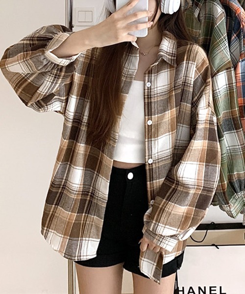 REMUR(レミュール)の「チェックシャツ(シャツ/ブラウス・レディース・ピンク系その他/ブルー/オレンジ系その他/イエロー/イエロー系その他2/ピンク/マスタード/ブラック/ブラウン/イエロー系その他・M)」の1枚目の写真