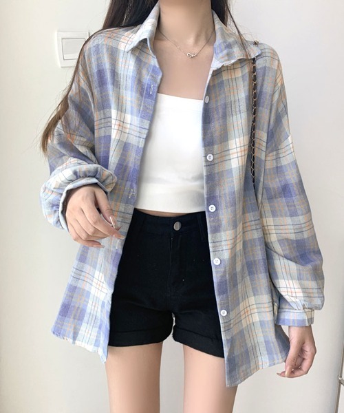 REMUR(レミュール)の「チェックシャツ(シャツ/ブラウス・レディース・ピンク系その他/ブルー/オレンジ系その他/イエロー/イエロー系その他2/ピンク/マスタード/ブラック/ブラウン/イエロー系その他・M)」の3枚目の写真