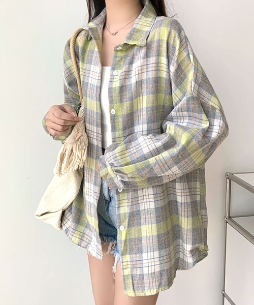 REMUR(レミュール)の「チェックシャツ(シャツ/ブラウス・レディース・ピンク系その他/ブルー/オレンジ系その他/イエロー/イエロー系その他2/ピンク/マスタード/ブラック/ブラウン/イエロー系その他・M)」の7枚目の写真