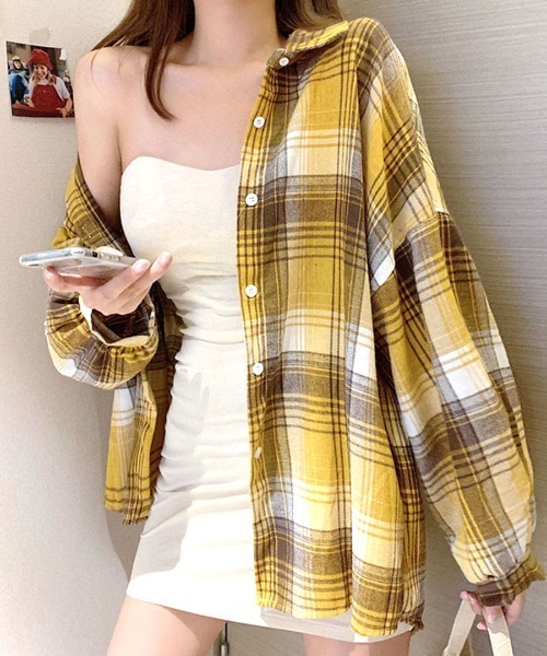 REMUR(レミュール)の「チェックシャツ(シャツ/ブラウス・レディース・ピンク系その他/ブルー/オレンジ系その他/イエロー/イエロー系その他2/ピンク/マスタード/ブラック/ブラウン/イエロー系その他・M)」の5枚目の写真