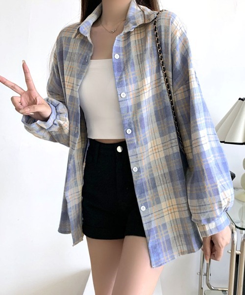 REMUR(レミュール)の「チェックシャツ(シャツ/ブラウス・レディース・ピンク系その他/ブルー/オレンジ系その他/イエロー/イエロー系その他2/ピンク/マスタード/ブラック/ブラウン/イエロー系その他・M)」の16枚目の写真