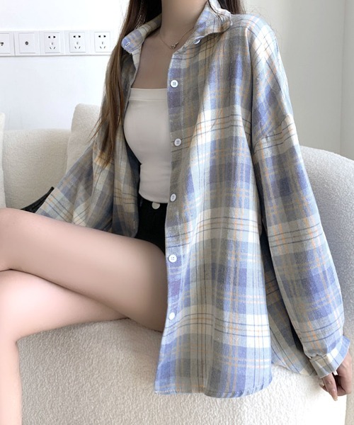 REMUR(レミュール)の「チェックシャツ(シャツ/ブラウス・レディース・ピンク系その他/ブルー/オレンジ系その他/イエロー/イエロー系その他2/ピンク/マスタード/ブラック/ブラウン/イエロー系その他・M)」の17枚目の写真