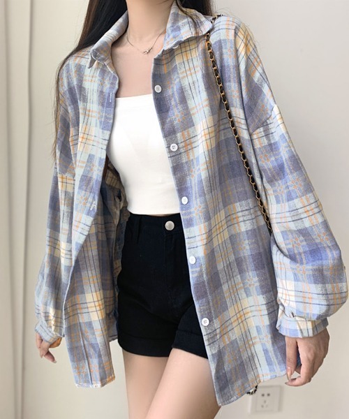 REMUR(レミュール)の「チェックシャツ(シャツ/ブラウス・レディース・ピンク系その他/ブルー/オレンジ系その他/イエロー/イエロー系その他2/ピンク/マスタード/ブラック/ブラウン/イエロー系その他・M)」の14枚目の写真