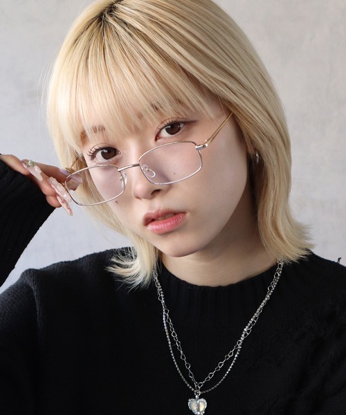 BARELY BLUE（ベアリーブルー）の「【 BARELY BLUE / ベアリーブルー 】 スクエア クリア レンズ メガネ ユニセックス（メガネ・レディース・ゴールド/ブラック/シルバー・FREE）」の3枚目の写真