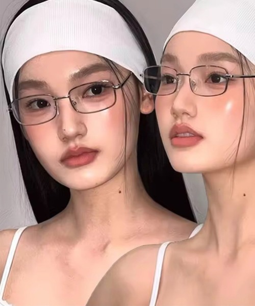 BARELY BLUE（ベアリーブルー）の「【 BARELY BLUE / ベアリーブルー 】 スクエア クリア レンズ メガネ ユニセックス（メガネ・レディース・ゴールド/ブラック/シルバー・FREE）」の5枚目の写真