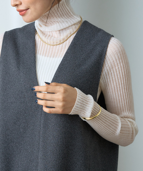 バンビーウールシアーリブハイネックニット（ニット/セーター）｜Rouge vif（ルージュヴィフ）