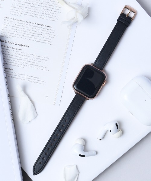 CALIFORNIA OUTFITTERS(カリフォルニア アウトフィッターズ)の「3-9B35 Apple Watch Band アップルウォッチ バンド レザー スリム ベルト 38mm 40mm 41mm(デジタル腕時計・レディース・ブラック×シルバー/ブラウン系1/ブラウン系2/ブラック×ゴールド・38/41)」の2枚目の写真