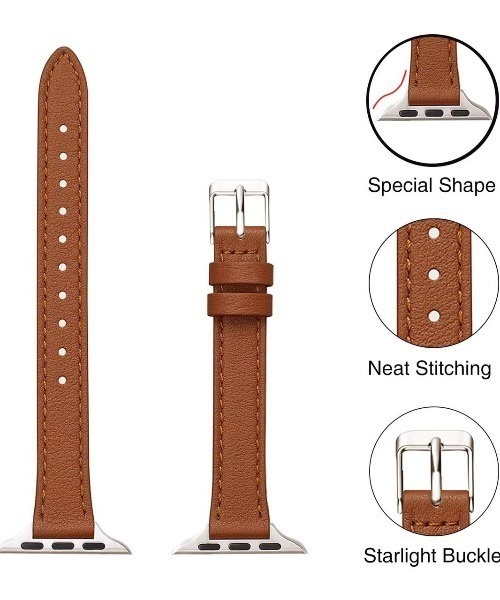 CALIFORNIA OUTFITTERS(カリフォルニア アウトフィッターズ)の「3-9B35 Apple Watch Band アップルウォッチ バンド レザー スリム ベルト 38mm 40mm 41mm(デジタル腕時計・レディース・ブラック×シルバー/ブラウン系1/ブラウン系2/ブラック×ゴールド・38/41)」の5枚目の写真