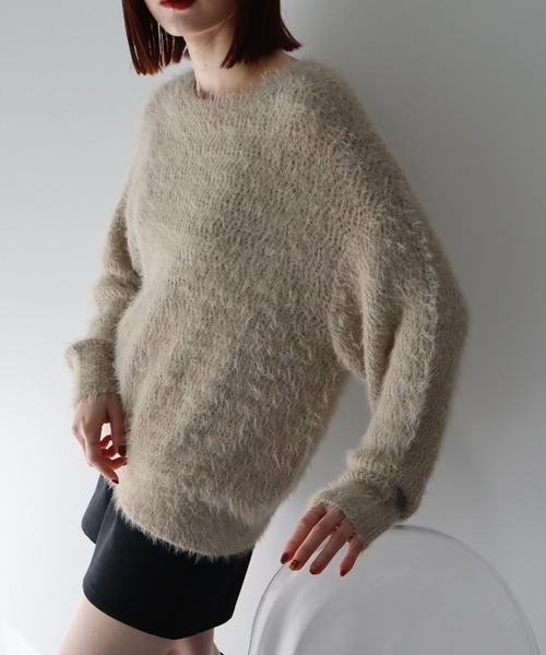 earth music&ecology（アースミュージックアンドエコロジー）の「モヘヤライクレースニット（ニット/セーター・レディース・ラベンダー/ベージュ/チャコールグレー/アイボリー・FREE）」の17枚目の写真