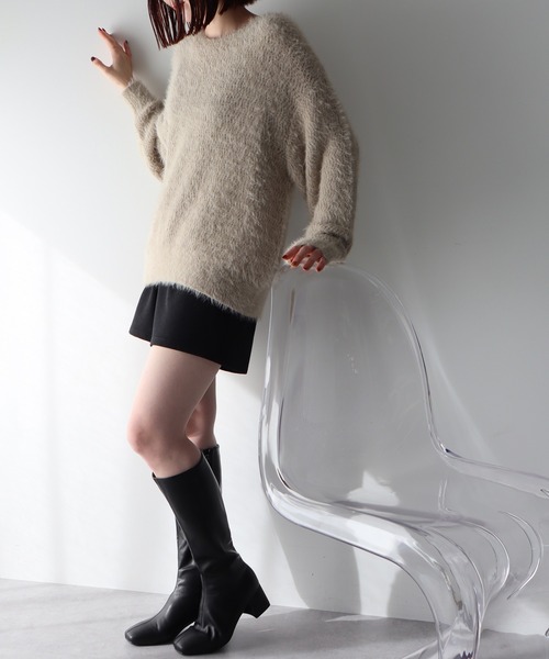 earth music&ecology（アースミュージックアンドエコロジー）の「モヘヤライクレースニット（ニット/セーター・レディース・ラベンダー/ベージュ/チャコールグレー/アイボリー・FREE）」の21枚目の写真