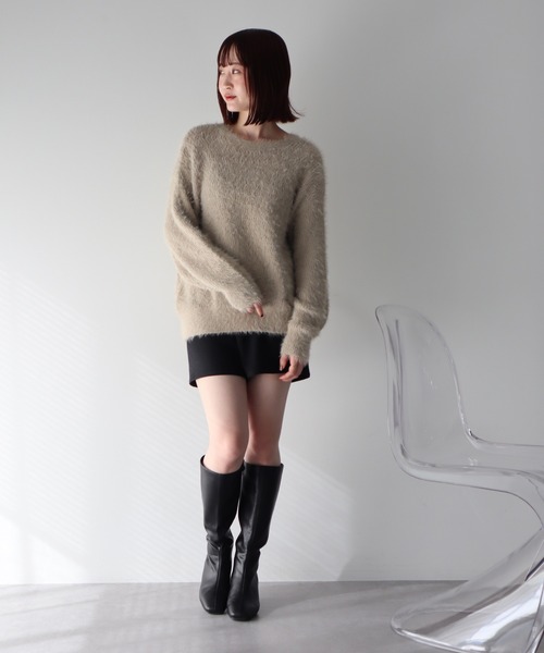 earth music&ecology（アースミュージックアンドエコロジー）の「モヘヤライクレースニット（ニット/セーター・レディース・ラベンダー/ベージュ/チャコールグレー/アイボリー・FREE）」の22枚目の写真