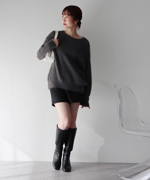 earth music&ecology（アースミュージックアンドエコロジー）の「モヘヤライクレースニット（ニット/セーター・レディース・ラベンダー/ベージュ/チャコールグレー/アイボリー・FREE）」の14枚目の写真