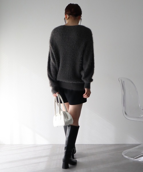 earth music&ecology（アースミュージックアンドエコロジー）の「モヘヤライクレースニット（ニット/セーター・レディース・ラベンダー/ベージュ/チャコールグレー/アイボリー・FREE）」の15枚目の写真