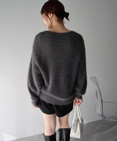 earth music&ecology（アースミュージックアンドエコロジー）の「モヘヤライクレースニット（ニット/セーター・レディース・ラベンダー/ベージュ/チャコールグレー/アイボリー・FREE）」の16枚目の写真