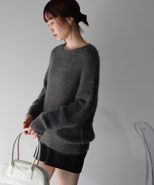 earth music&ecology（アースミュージックアンドエコロジー）の「モヘヤライクレースニット（ニット/セーター・レディース・ラベンダー/ベージュ/チャコールグレー/アイボリー・FREE）」の10枚目の写真