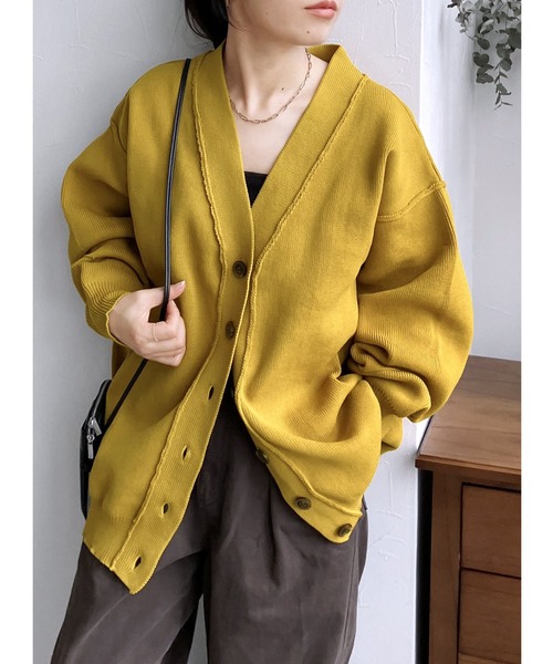 reca（レカ）の「ダンボールニットカーディガン（カーディガン/ボレロ・レディース・アイボリー/ブラック/イエロー/グリーン・M）」の4枚目の写真