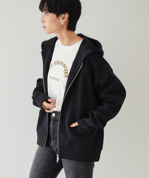 OPAQUE.CLIP（オペークドットクリップ）の「◆ダブルZIPパーカー【洗濯機洗い可】（パーカー・レディース・グレー/ブラック/ライトベージュ・38/40/42）」の8枚目の写真