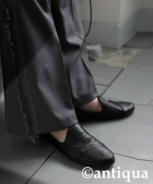 antiqua（アンティカ）の「リアルレザースリッポン（スリッポン・レディース・ホワイト/ブラック・M/LL/L）」の16枚目の写真