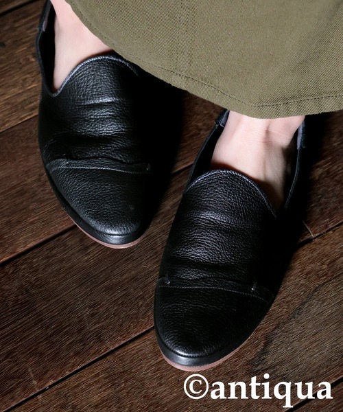 antiqua（アンティカ）の「リアルレザースリッポン（スリッポン・レディース・ホワイト/ブラック・M/LL/L）」の17枚目の写真
