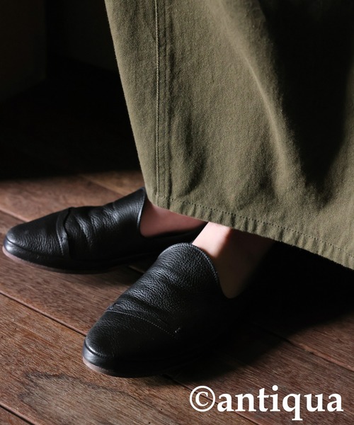 antiqua（アンティカ）の「リアルレザースリッポン（スリッポン・レディース・ホワイト/ブラック・M/LL/L）」の18枚目の写真