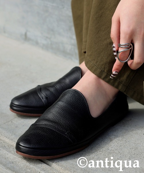 antiqua（アンティカ）の「リアルレザースリッポン（スリッポン・レディース・ホワイト/ブラック・M/LL/L）」の20枚目の写真