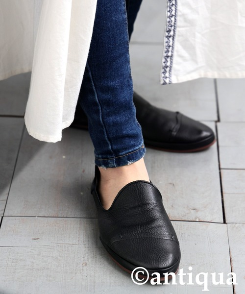 antiqua（アンティカ）の「リアルレザースリッポン（スリッポン・レディース・ホワイト/ブラック・M/LL/L）」の21枚目の写真