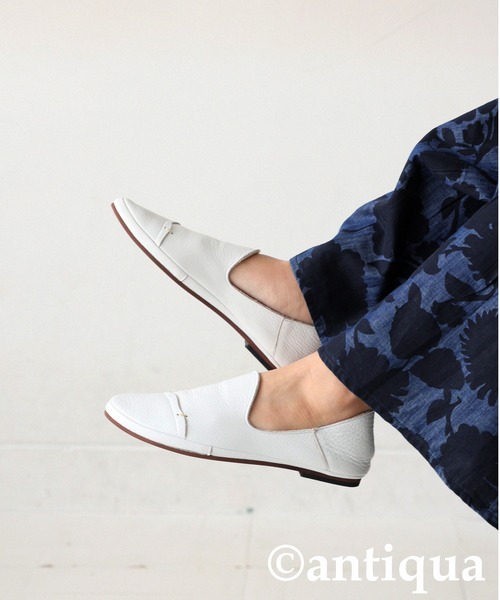 antiqua（アンティカ）の「リアルレザースリッポン（スリッポン・レディース・ホワイト/ブラック・M/LL/L）」の8枚目の写真