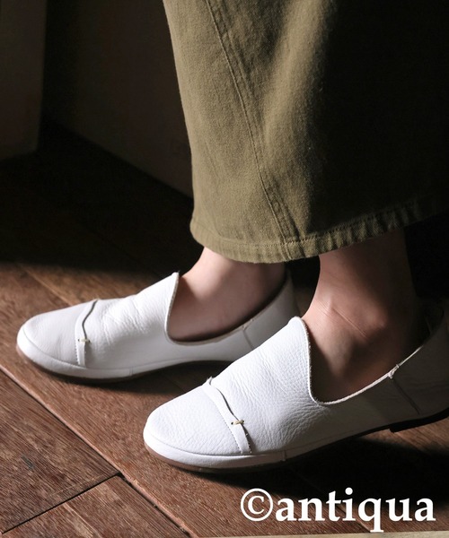 antiqua（アンティカ）の「リアルレザースリッポン（スリッポン・レディース・ホワイト/ブラック・M/LL/L）」の12枚目の写真