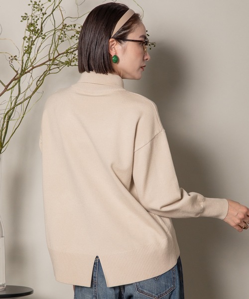 MHBG TOKYO(エムエイチビージートーキョー)の「襟付きハイゲージタートルニット(ニット/セーター・レディース・ブラック/ベージュ/ブラック系その他/ベージュ系その他・FREE)」の18枚目の写真