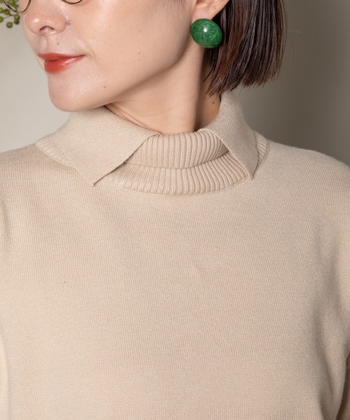 MHBG TOKYO(エムエイチビージートーキョー)の「襟付きハイゲージタートルニット(ニット/セーター・レディース・ブラック/ベージュ/ブラック系その他/ベージュ系その他・FREE)」の16枚目の写真