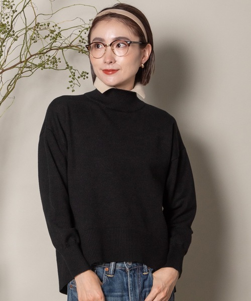 MHBG TOKYO(エムエイチビージートーキョー)の「襟付きハイゲージタートルニット(ニット/セーター・レディース・ブラック/ベージュ/ブラック系その他/ベージュ系その他・FREE)」の12枚目の写真