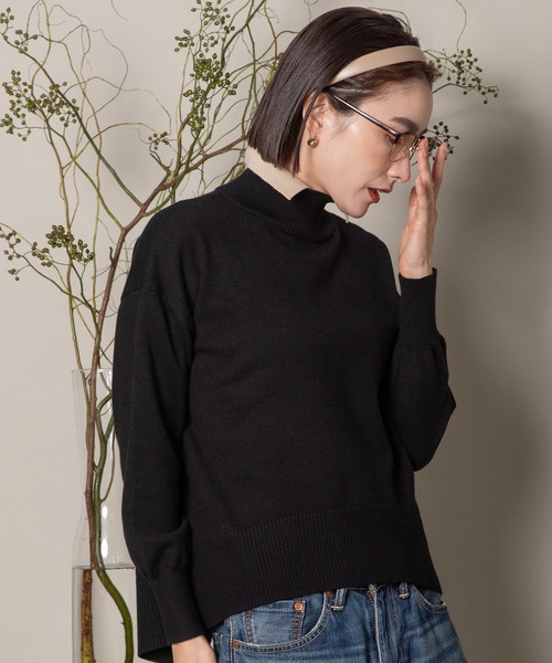 MHBG TOKYO(エムエイチビージートーキョー)の「襟付きハイゲージタートルニット(ニット/セーター・レディース・ブラック/ベージュ/ブラック系その他/ベージュ系その他・FREE)」の14枚目の写真