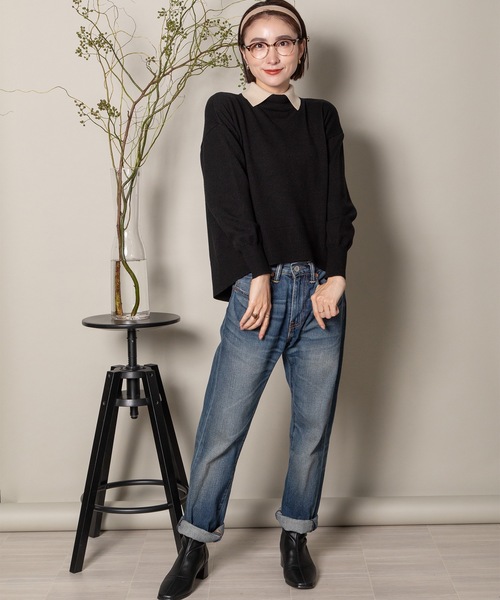 MHBG TOKYO(エムエイチビージートーキョー)の「襟付きハイゲージタートルニット(ニット/セーター・レディース・ブラック/ベージュ/ブラック系その他/ベージュ系その他・FREE)」の9枚目の写真