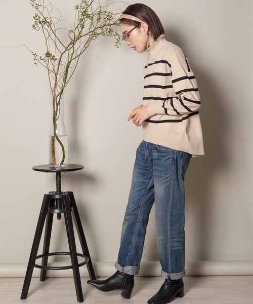 MHBG TOKYO(エムエイチビージートーキョー)の「襟付きハイゲージタートルニット(ニット/セーター・レディース・ブラック/ベージュ/ブラック系その他/ベージュ系その他・FREE)」の20枚目の写真