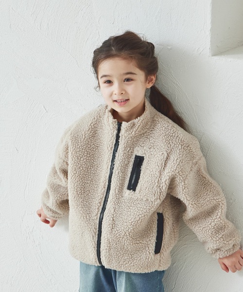 pairmanon（ペアマノン）の「【リンクコーデ】ボアジップブルゾン（ブルゾン・キッズ・ピンク/アイボリー/ブラック系その他/モカ/ライトブルー/ブラック/ベージュ/グリーン系その他/テラコッタ/ブラウン系その他・130/140/150/90/100/110/120）」の8枚目の写真