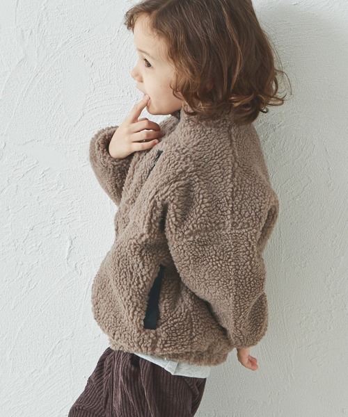 pairmanon（ペアマノン）の「【リンクコーデ】ボアジップブルゾン（ブルゾン・キッズ・ピンク/アイボリー/ブラック系その他/モカ/ライトブルー/ブラック/ベージュ/グリーン系その他/テラコッタ/ブラウン系その他・130/140/150/90/100/110/120）」の17枚目の写真