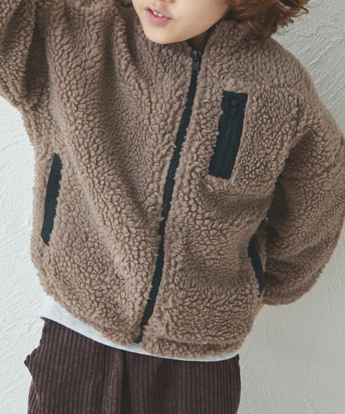 pairmanon（ペアマノン）の「【リンクコーデ】ボアジップブルゾン（ブルゾン・キッズ・ピンク/アイボリー/ブラック系その他/モカ/ライトブルー/ブラック/ベージュ/グリーン系その他/テラコッタ/ブラウン系その他・130/140/150/90/100/110/120）」の18枚目の写真