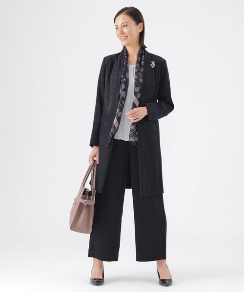 【ウォッシャブル】ストレッチスエードロングカーディガン