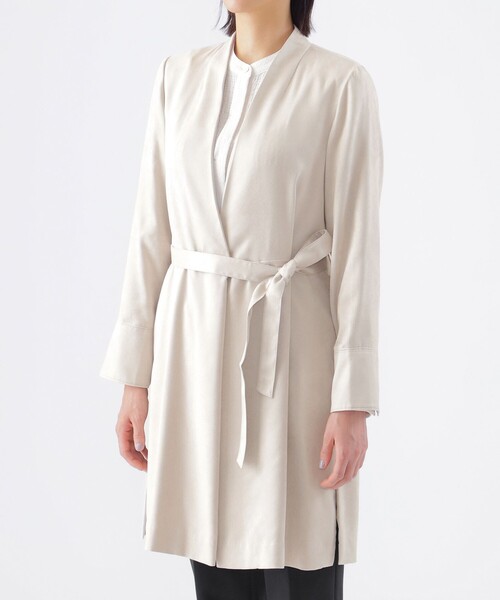 【ウォッシャブル】ストレッチスエードロングカーディガン