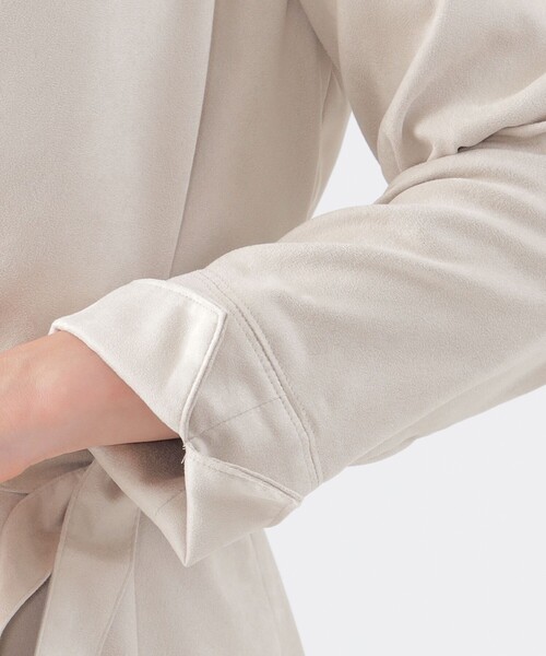 【ウォッシャブル】ストレッチスエードロングカーディガン