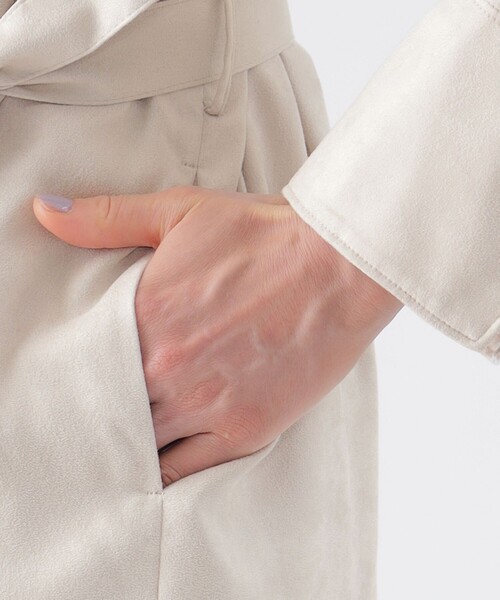 【ウォッシャブル】ストレッチスエードロングカーディガン