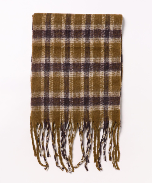 欧州航路（オウシュウコウロ）の「【欧州航路】カラフルチェックマフラー（マフラー・レディース・ライトブルー/オリーブ/ホワイト/オレンジ・FREE）」の2枚目の写真