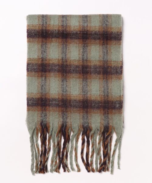 欧州航路（オウシュウコウロ）の「【欧州航路】カラフルチェックマフラー（マフラー・レディース・ライトブルー/オリーブ/ホワイト/オレンジ・FREE）」の3枚目の写真