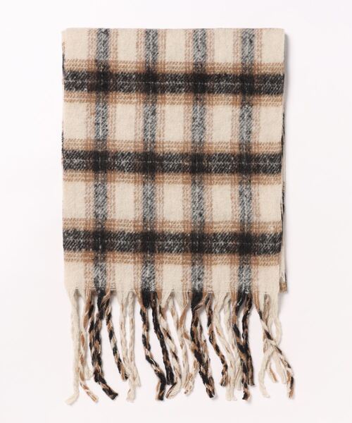 欧州航路（オウシュウコウロ）の「【欧州航路】カラフルチェックマフラー（マフラー・レディース・ライトブルー/オリーブ/ホワイト/オレンジ・FREE）」の5枚目の写真