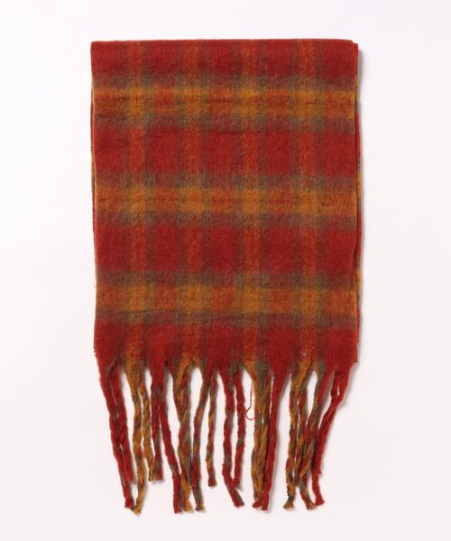 欧州航路（オウシュウコウロ）の「【欧州航路】カラフルチェックマフラー（マフラー・レディース・ライトブルー/オリーブ/ホワイト/オレンジ・FREE）」の13枚目の写真