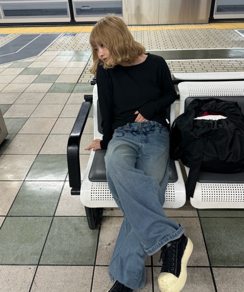 shesame(シーセム)の「shadow print denim(デニムパンツ・レディース・インディゴブルー/ブルー・MEDIUM/LARGE)」の11枚目の写真