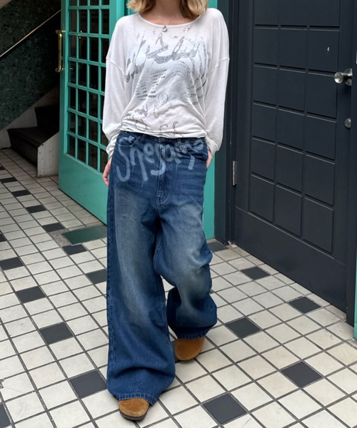 shesame(シーセム)の「shadow print denim(デニムパンツ・レディース・インディゴブルー/ブルー・MEDIUM/LARGE)」の13枚目の写真