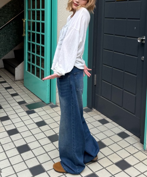 shesame(シーセム)の「shadow print denim(デニムパンツ・レディース・インディゴブルー/ブルー・MEDIUM/LARGE)」の14枚目の写真