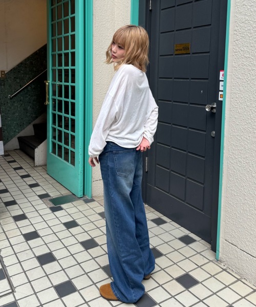 shesame(シーセム)の「shadow print denim(デニムパンツ・レディース・インディゴブルー/ブルー・MEDIUM/LARGE)」の4枚目の写真