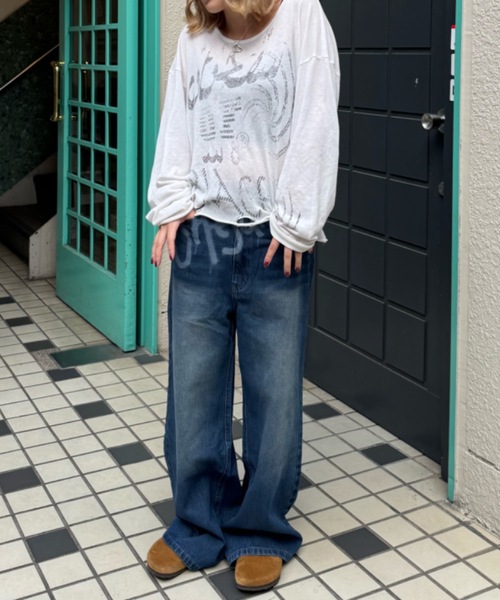 shesame(シーセム)の「shadow print denim(デニムパンツ・レディース・インディゴブルー/ブルー・MEDIUM/LARGE)」の16枚目の写真